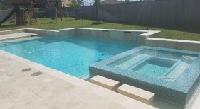 Geometric Pool, Spa, Water Feature, Glass Tile