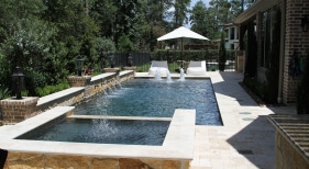 Geometric Pool, Water Features, Spa Fountain, Bubblers, Gas Lanterns