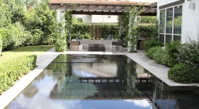 Geometric Pool, Glass Tile, Outdoor Living, Firepits, Negative Edge, Spa