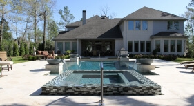 Geometric Pool, Glass Tile, Spa, Water Features,