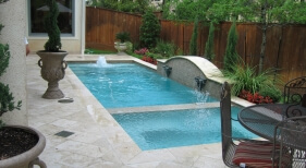 Geometric Pool, Small, Bubblers, Water Features, Wall