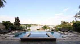 Geometric Pool, Spa, Water Features, on Lake