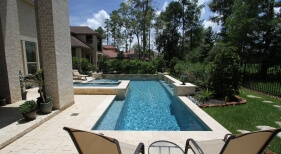 Geometric Pool &amp; Spa with Fountain
