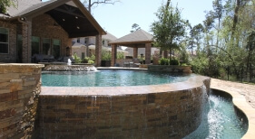 Pool, Spa, Fountain, Stacked Stone, Overflow