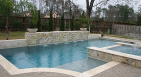 Swimming Pool and Spa with Scuppers and Bubbler