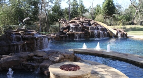 Lazy River, Slide, Waterfall, Fire Pit, Bubblers