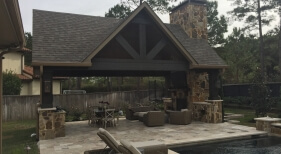 Outdoor Patio Cover, Fireplace and Chimney