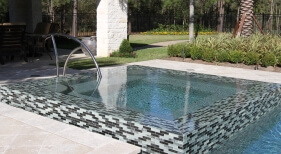 Glass Tile Spa, Modern Handrail