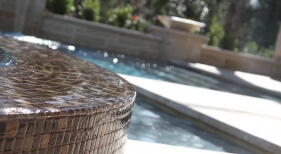 Swimming Pool with Glass tile and spa